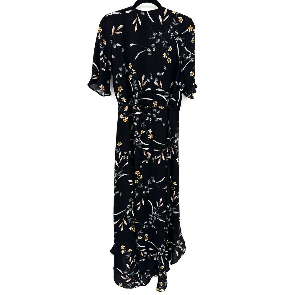 Lulu's Black Floral High-Low Wrap Dress with Ruffle Hem - Picture 8 of 10